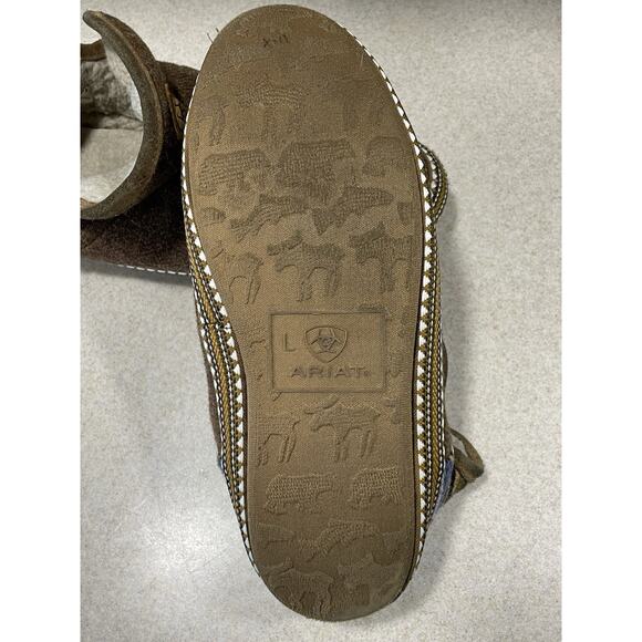 Ariat Women's Size Large 8.5/9 Warm Pull On Bootie Slippers Denim Stripe-Comfort - Picture 8 of 11